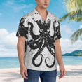 thumbnail image 2 of Cauagu Abstract Ink Octopus Print Hawaiian Shirt for Men,Casual Short Sleeve Button Down Shirts Summer Beach Men's Regular-Fit Short-Sleeve Print Shirt -Large, 2 of 6