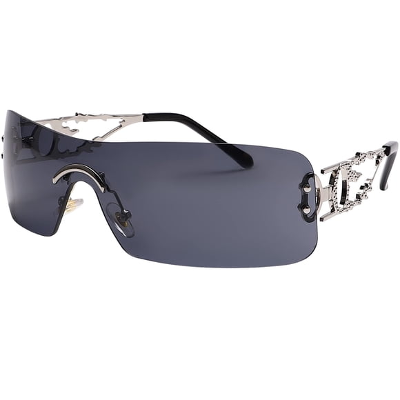 Gafas de Sol SENMARIES Sin Montura Y2k con Llama en Marco Metálico UV400