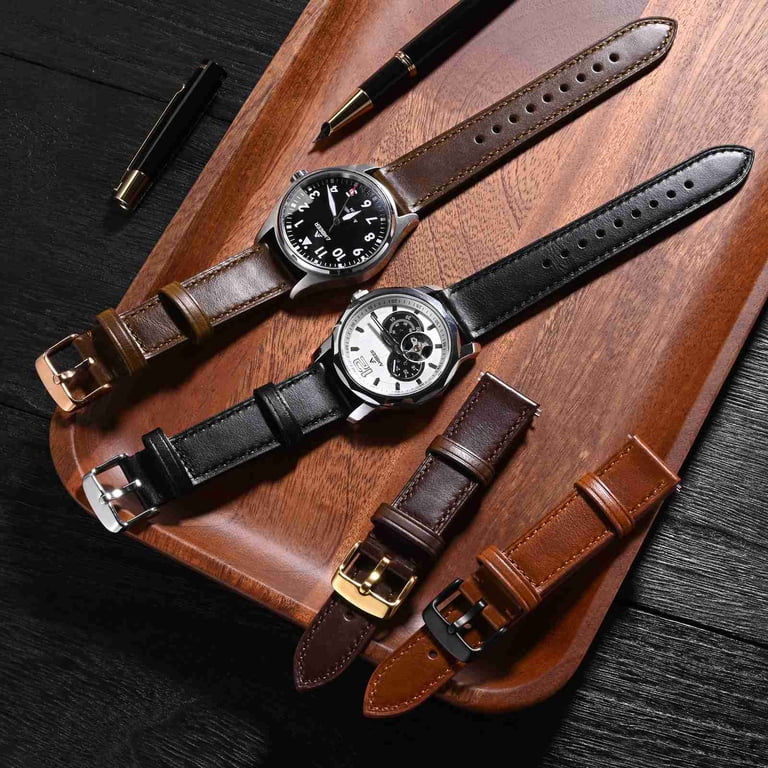 Stylish Quick Release Leather Watch Band Strap for Men & Women - 16mm, 18mm Amazon.com: ANNEFIT Quick Release Watch Band 16mm with Black  main image 4