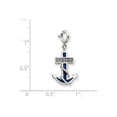 thumbnail image 2 of 925 Sterling Silver Solid Polished Blue Enameled Nautical Ship Mariner Anchor Crystals Charm 22x13mm Wide Pendant Neckla, 2 of 4