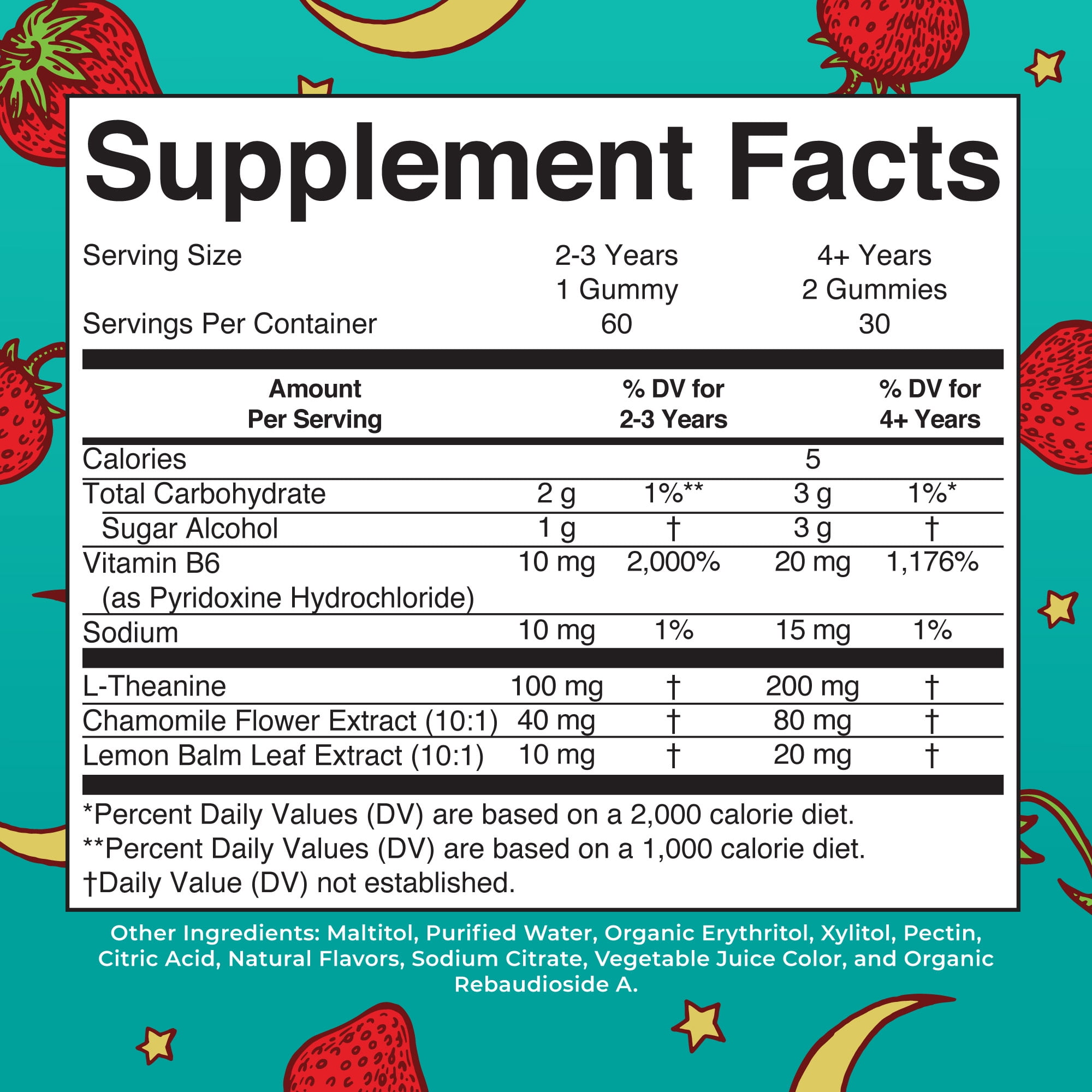 MaryRuth Organics Kids Nighttime Gummies, Strawberry, 30 Count, Sleep Support Supplement, L-Theanine