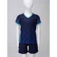 thumbnail image 2 of Xnihocha Soccer Uniforms for Kids Boys Football Jersey V Neck Practice T Shirt and Sport Shorts Set Navy Blue S, 2 of 6