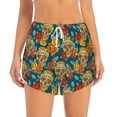 thumbnail image 4 of Lsque Skull And Flowers Printed Women's Running Shorts with Liner Pockets,Elastic Quick Dry Workout Athletic Gym Yoga Shorts,Womens High Waist Shorts-X-Large, 4 of 9