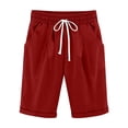 thumbnail image 3 of HAOTAGS Teen Girls Linen Shorts(4-15), Elastic Waist with Drawstring Summer Daily Shorts with Pockets Red 14-15Years, 3 of 8