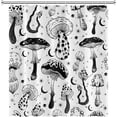 thumbnail image 4 of Mushrooms Bathroom Shower Curtain Psychedelic Retro 70s 60s Hippie Black and White Shower Curtain Washable Durable Fabric Home Decorative Shower Curtain with Hooks, 72x72 Inch, 4 of 6