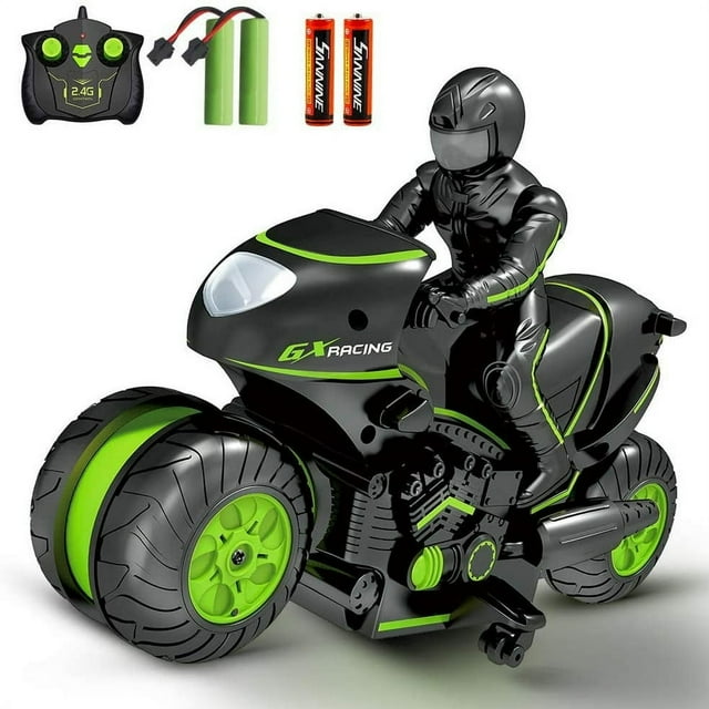 Moto Télécommandée RC Moto Télécommandée Haute Vitesse Voiture RC Voiture Télécommandée 2.4Ghz Rotation 360° Voiture Acrobatique Drift pour Enfants de 4 à 8 Ans et Plus