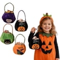 thumbnail image 6 of Halloween Candy Carrier, Purple Gift Bag, Halloween Bags for Candy, Basket with Handle, Crafted with Soft Halloween Fabric for Student to Carry Halloween Treats for Door-To-Door, 6 of 7