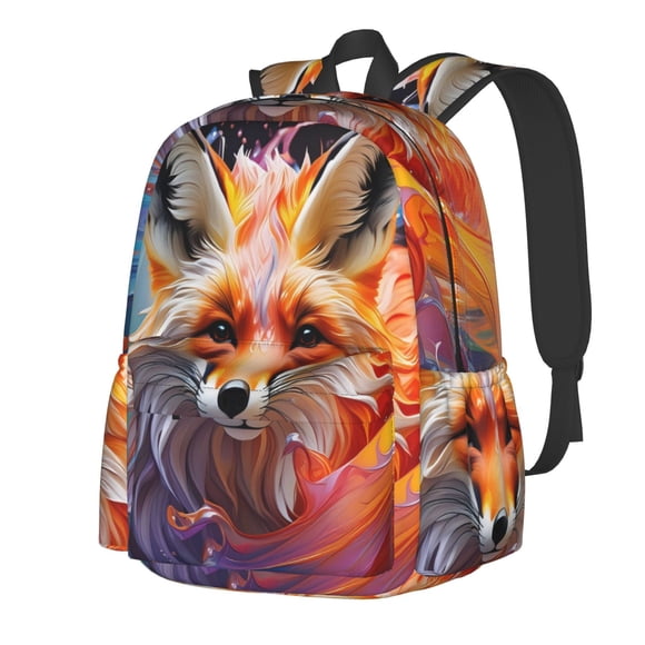 Easygdp Color Splash Fox Portrait for Large Capacity Backpack for Teen,Durable Backpack for Teens Spacious with Multiple Compartments for School and Travel