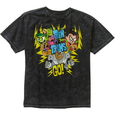 Teen Titans Go Mineral Wash Logo Graphic Tee (Little Boys & Big (Best Going Out Tops)