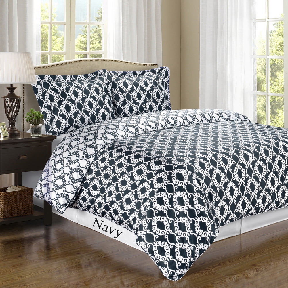 Sierra Navy White Silky Soft 100 Percent Egyptian Cotton