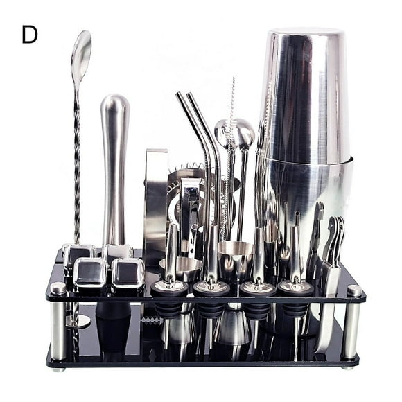 23pcs/set Bartender Kit Professional Versatility Stainless Steel Martini Cocktail Shaker With Stand Bar Accessories