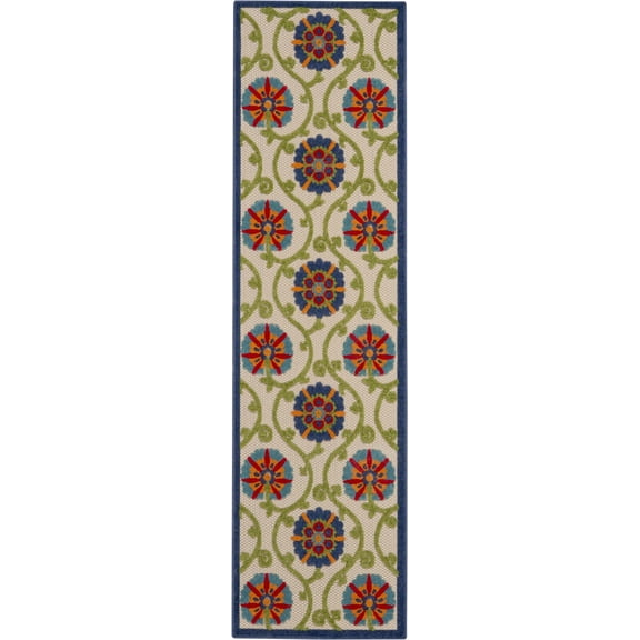 2â€™ x 8â€™ Blue Vines Indoor Outdoor Runner Rug