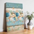 thumbnail image 3 of Canvas Wall Art Marine Life Canvas Art Print Vintage Blue Shell Coral Starfish Blue Wood Grain Leaves Pictures Wall Decor for Living Room Bedroom Artwork Decorations Framed Ready to Hang 8"x10", 3 of 9