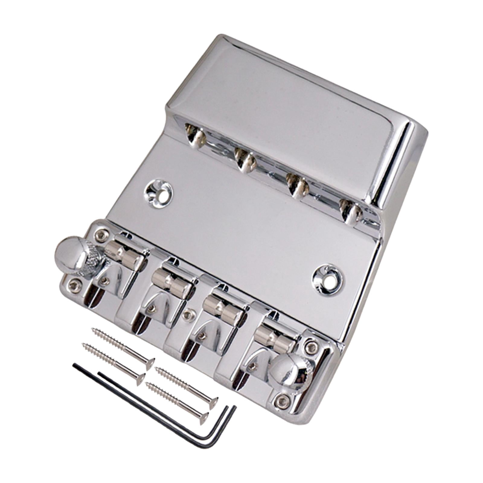 4 String Hard Tail Fixed Bass Guitar Bridge W/ 4x Screws And 2x Wrench, for Electric Guitar Bass Guitar Replacement Part, Easy to Install