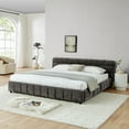 thumbnail image 3 of Harper & Bright Designs King Size Upholstered Bed Frame with Storage Drawers, Chenille Platform Bed with Headboard and Solid Frame for Bedroom, Dark Gray, 3 of 15