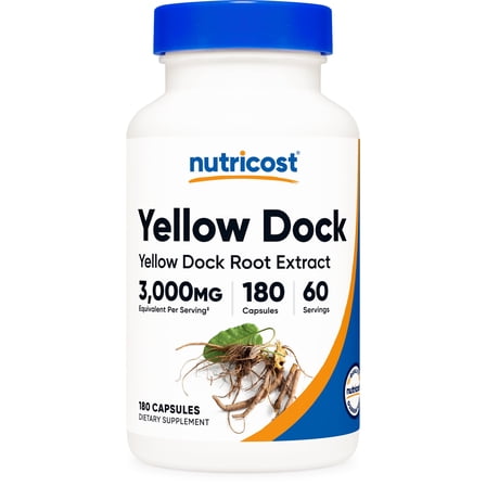 Nutricost Yellow Dock Extract (3,000mg Equivalent) 180 Capsules - Yellow Dock Root Extract, Vegan, GMO-Free, Gluten-Free, 60 Servings