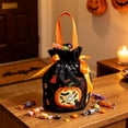 thumbnail image 2 of Qocolcyl Pumpkin Ghost Print Halloween Drawstring Candy Bag, Reusable Fabric Trick Or Treat Gift Pouch, Halloween Decor, Indoor Outdoor Party Favor Snack Storage Bag Holiday Goodie Carry Supplies, 2 of 6