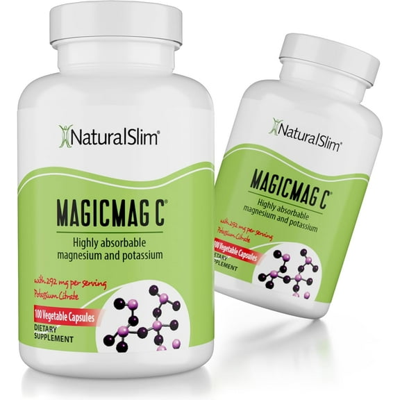 NaturalSlim MagicMag®C - 2-Pack Magnesium Citrate Capsules w/ Potassium, 100 Ct