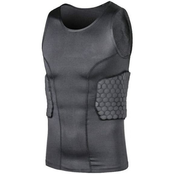 TUOY Men's Padded Compression Shirt Protective Shirt Rib Chest Protector