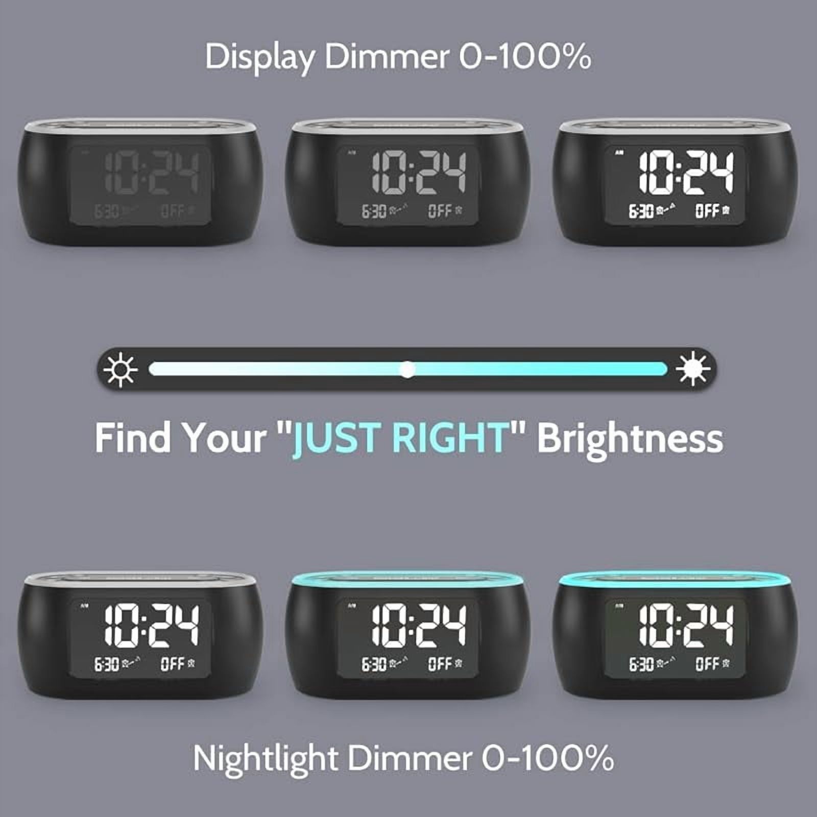 Glow Small Alarm Clock Radio for Bedrooms with 7 Color Night Light, Dual Alarm, Dimmer, USB Charger, Battery Backup, Nap Timer, FM Radio with Auto-Off Timer for Bedside