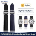thumbnail image 2 of Correas de nailon para reloj Cartier Key Must Tank para hombre y mujer, pulsera London Solo de piel de vaca de 16 mm, 18 mm y 20 mm, color negro y azul, 2 of 5