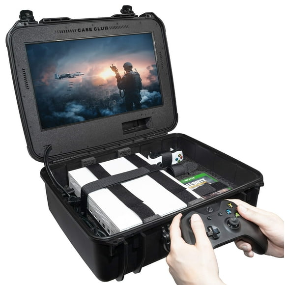 Case Club Station de Jeu Étanche pour Xbox One X/S. Station de Jeu Portable avec Moniteur Intégré et Rangement pour Manettes et Jeux, 2e Génération