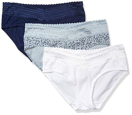 Warners Womens No Pinching No Problems 3 Pack Cotton Hipster with Lace Panties 