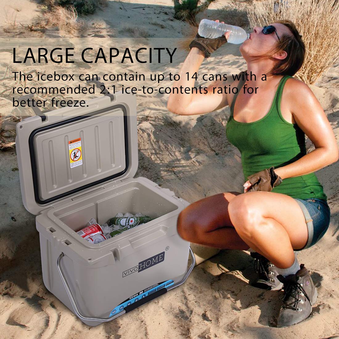 Portable Heavy Duty 22 Quart Insulated Beverage Can Cooler Ice Chest