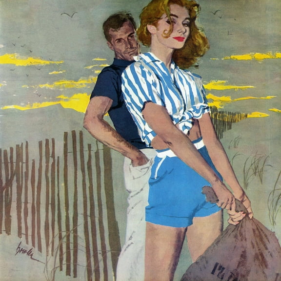 "Beach Pose" Painting Print on Wrapped Canvas