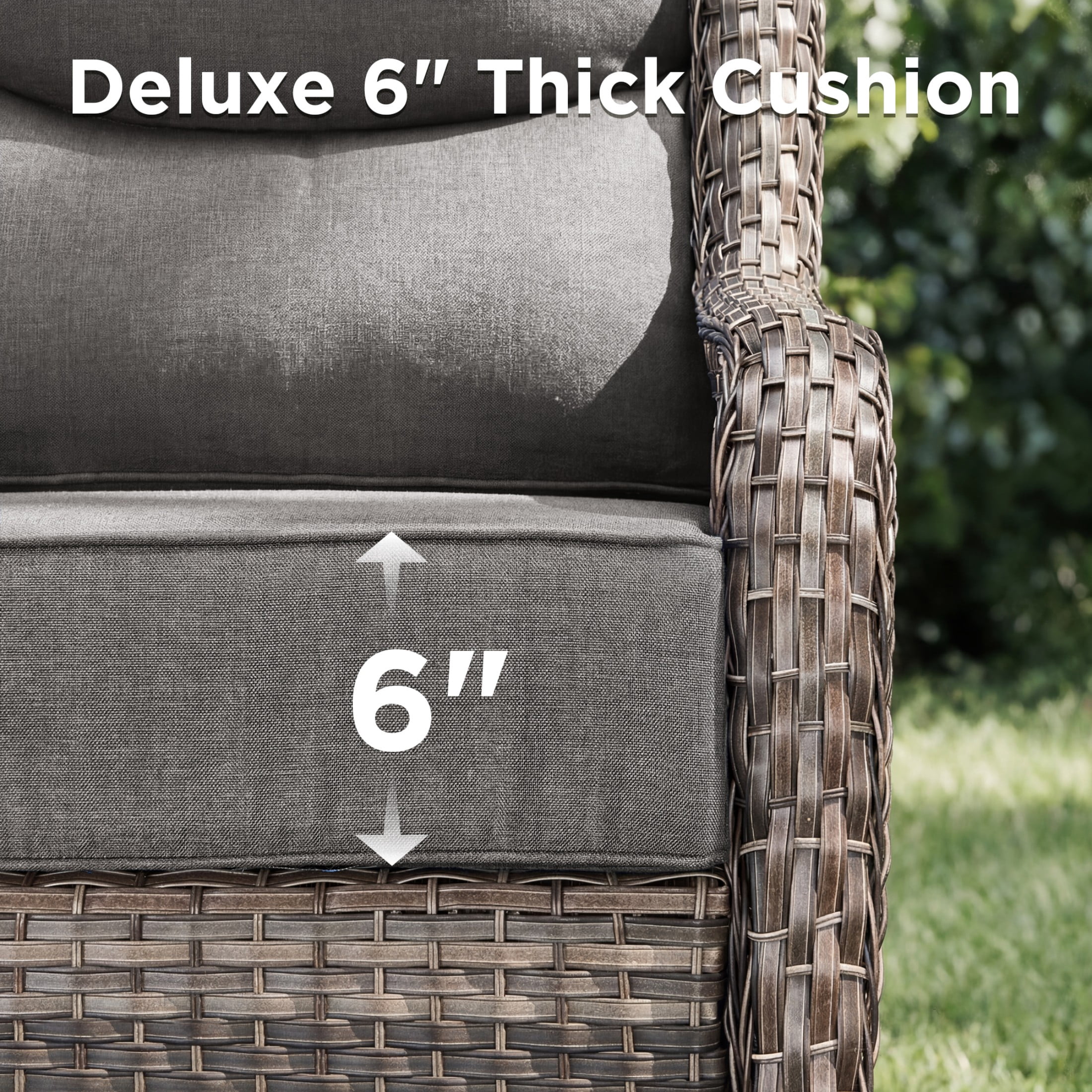 Unnifurnzi 10 Pieces Wicker Outdoor Furniture-Outdoor Swivel Chairs Set of 4 with 6 Inch Thick Cushions Outdoor Couch with Outdoor Ottoman Patio Furniture Set for Deck Porch Poolside-Gray/Gray