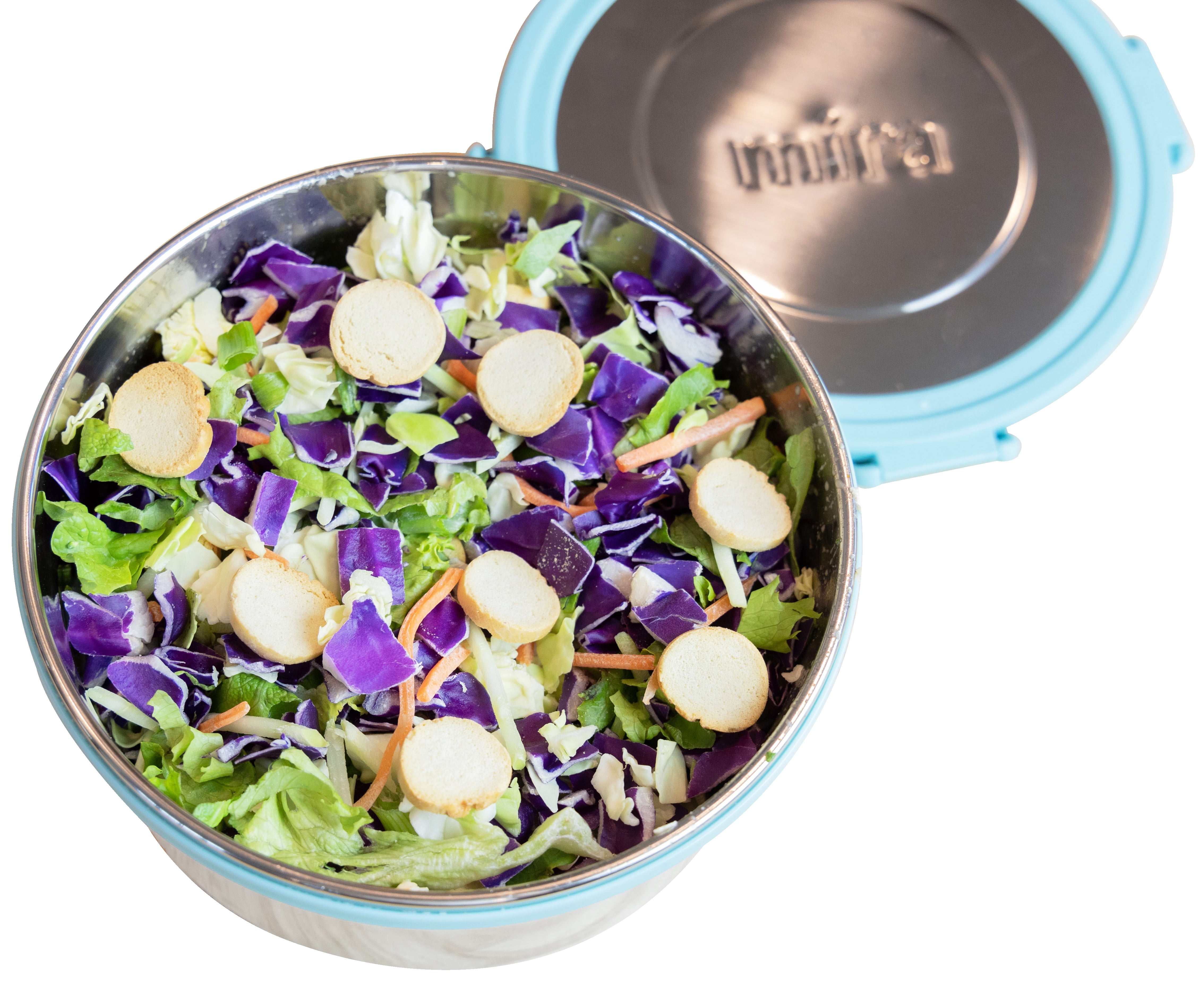 Worgeous Stainless Steel Salad Container For Lunch Insulated Bowl With Lid Travel White