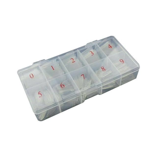kurtrusly 500 Pcs/set Artificial Nails False Half Nail Art Tips Acrylic UV Gel Assorted Kit with Storage Box, Clear