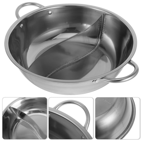 Huaqiet Household Hotpot Pot Stainless Steel Stockpot Double Flavor Hot Pot Home Kitchen Hotpot Pot
