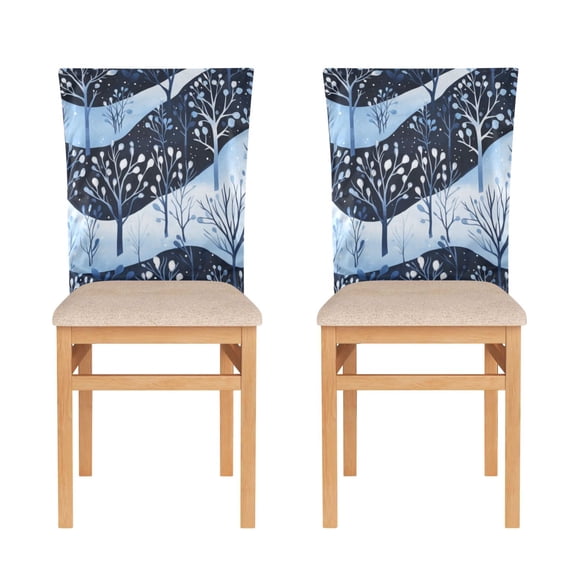 Decorative Chair Back Cover One Size x2 Chair Cover Dining Chair Slipcovers Chair Back Decoration Festival Chair Decoration Blue Tree Pattern