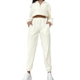 thumbnail image 1 of Conjunto de Dos Piezas para Mujer: Sudadera de Forro con Media Cremallera y Pantalón Deportivo Holgado con Bolsillos L, 1 of 7