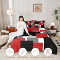 thumbnail image 3 of Manfei Abstract Block Twin Comforter Sets, Modern Square Bedding Set, Red Black Gray, Black Reversible 2-Piece, 1 Comforter and 1 Pillowcase, 3 of 6
