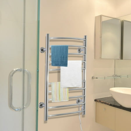 Homcom 10 Bar Curved Stainless Steel Wall Mounted Towel Warmer Rack Homcom 10 Bar Curved Stainless Steel Wall Mounted Towel Warmer Rack