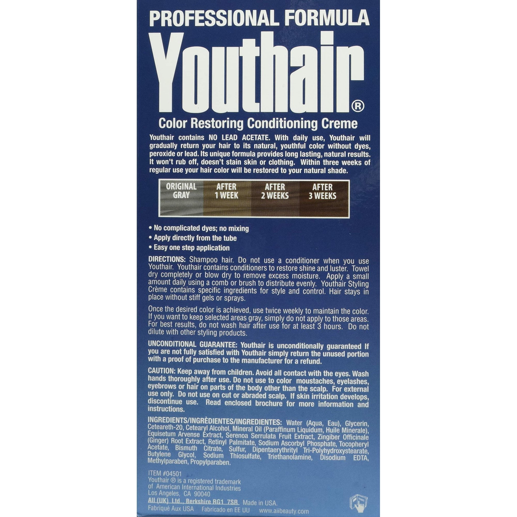 Youthair Color Restoring Conditioning Creme Lead-Free 3.75 floz / 106mL (3 Pack)