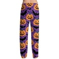 thumbnail image 4 of MLQIDK Men's Pajama Pants Fall Pajamas Halloween Loose fit Pumpkin Bat Ghost Print Pajama Pants Elastic Waist Drawstring Pumpkin Pajamas Funny Fall Pjs, 4 of 7