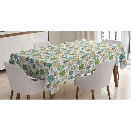 

Floral Tablecloth Doodle Style Mother Earth Background with Various Leaf Dandelions Tribal Boho Design Rectangle Satin Table Cover for Dining Room and Kitchen 60 X 90 Multicolor by Ambesonne