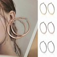 thumbnail image 2 of 4-6cm Hoop Earrings For Womens Daily Accessories Concise Round Rose Gold Color Earrings Sensitive Birthday Gift Banmo, 2 of 2