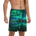 thumbnail image 2 of Gaeub Northern Lights Print Men's Short Pajama Pants, Sleep Shorts, Household Pants, Casual Pants with Pockets-Small, 2 of 6