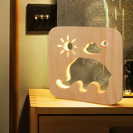 

WindC Wooden LED Elephant Night Lamp Bedroom USB Desk Table Light Birthday Xmas Gift