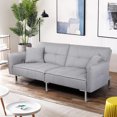 thumbnail image 1 of Alden Design Fabric Covered Futon Sofa Bed with Adjustable Backrest, Gray  living room furniture living room sofa furniture sofa My Lux Decor Round, 1 of 8