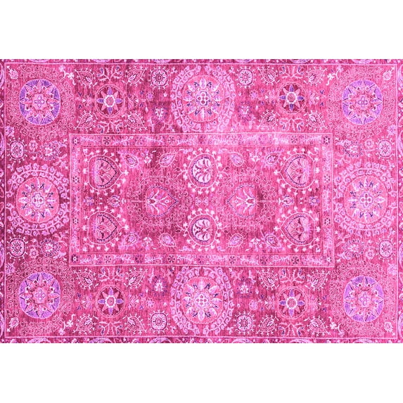 Ahgly Company Indoor Rectangle Abstract Pink Modern Area Rugs, 2' x 5'