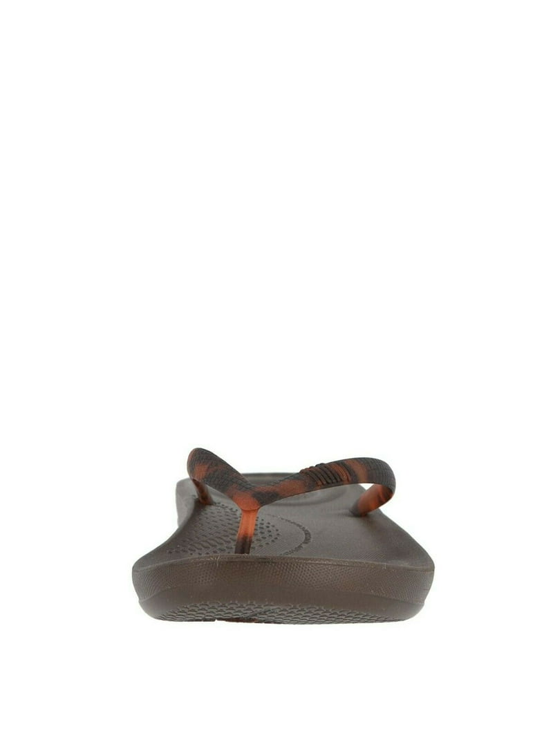 fitflop womens iqushion tortoiseshell flip flop, adult, chocolate