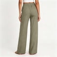 thumbnail image 4 of AherBiu Cotton Linen Pants for Women Lightweight Wide Leg High Waisted Summer Casual Loose Trousers with Pockets, 4 of 8
