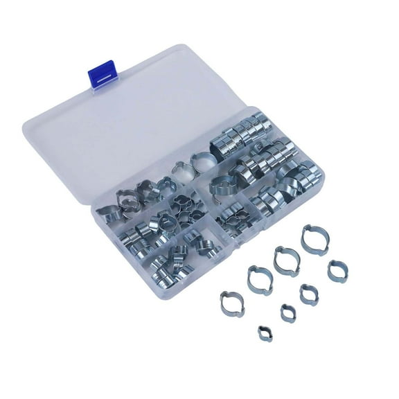 80pcs/set Zinc-Plated Steel Double Ear Hose Clamps Fuel Hose Clamps 5mm-20mm For Air Hoses Water Hoses