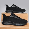 thumbnail image 4 of Men's Black Knit Breathable Mesh Running Shoes, Lightweight Athletic Sneakers with White Sole for Sports, Gym, and Casual Wear, 4 of 9