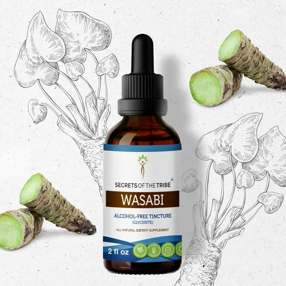 Secrets Of The Tribe Wasabi Tincture Dietary Supplement, Natural Herbal Extract for Detox Support, Wasabi (Eutrema japonicum) Dried Root, Alcohol-Free Extract, Drops 2 oz